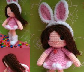 pdf rose girl with bunny hat amigurumi crochet pattern-Luulla