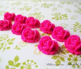 6 Resin Roses Cabochons Flower Accessory 18x17x8mm