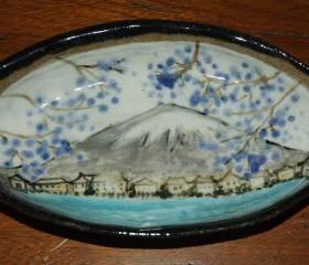 Mount Fuji Oval Ceramic Dish 