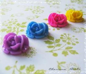 4 Mixed colors -you choose the color and how many- Resin Roses Cabochons Flower Accessory 18x17x8mm