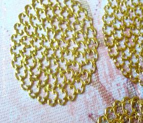 2 Brass Vintage Filigree Connectors Beads, Lead Free, Round, 48mm, Hole: 2mm