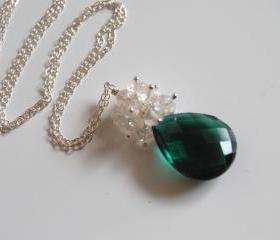 AAA Chrome green quartz and rock crystal necklace