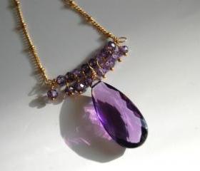 AAA elongated Amethyst ,natural purple zircon necklace