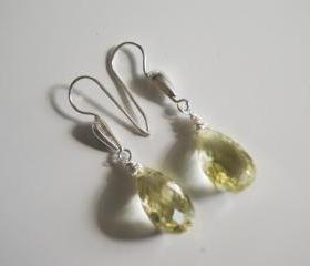 Gorgeous Lemon quartz dangle earrings with sterling silver