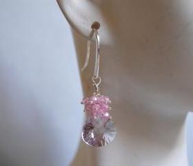 AAA Pink Amethyst and rose quartz earrings