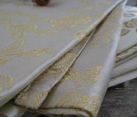 RESERVED for Veraandrose...Vintage Satin Brocade Drapery Fabric Panels Roses Pattern