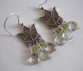 Green Amethyst and Peridot earrings