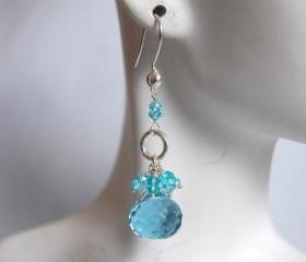 Aquamarine quartz and Apatite earrings