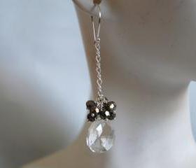 Rock Crystal Quartz and Pyrites earrings