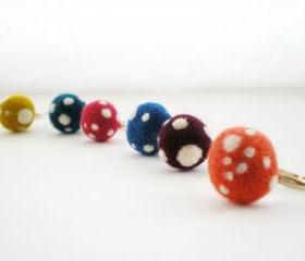 Polka Dot Rings - Felt Mushroom Ring, Any Colour