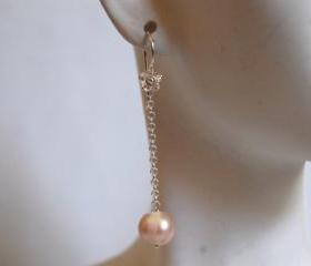 Fresh water cream pearl and sterling silver drop earrings