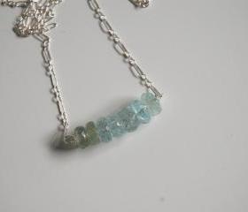 Ice Blue Aquamarine Necklace with Sterling silver Chain