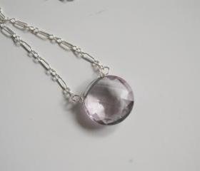 Pink amethyst necklace with Sterling silver chain