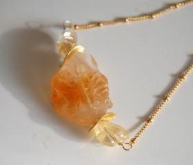 Citrine nugget necklace