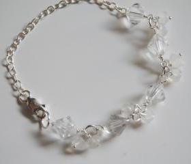 Moonstone , Swarovski Crystal Sterling silver Bracelet