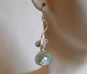 Aquamarine quartz onion briolette dangle earrings