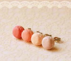 Food Earrings - Macaron Earrings in Dusty Pink Series 