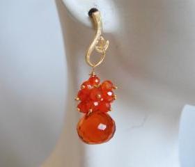 Orange quartz onion briolette and orange Carnelian dangle earrings