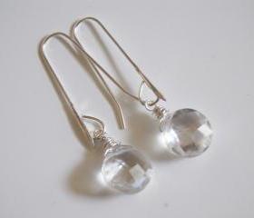 Clear Crystal Quartz earrings with sterling silver