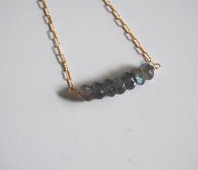 Gorgeous Blue Flashy Labradorite Necklace with gold filled Chain