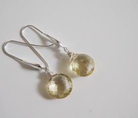 Gorgeous Lemon quartz long drop earrings with sterling silver