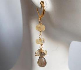 AAA Labdradorite and citrine dangle earrings