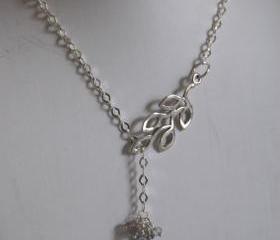 sterling silver Lariat with Iolite blue mystic quartz and tourmaline