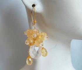 Crystal quartz and Citrine earrings