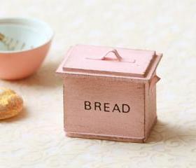 Dollhouse Miniature- Shabby Chic Sweet Pink Bread Box 