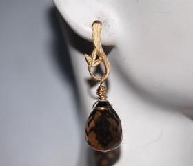 Smoky quartz briolette earrings