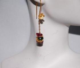 Multi tourmaline dangle earrings