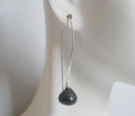 Blue Sapphire Long Drop Earrings