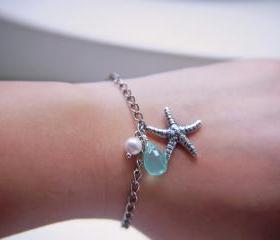 Starfish Bracelet. Antique Silver Finish. Marine. Summer. Beach