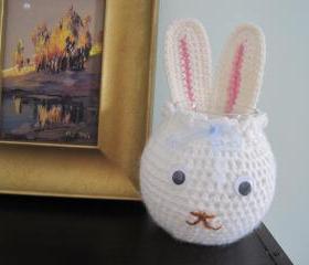 Crochet Bunny Cozy for Glass Bowl and More - white (X1)