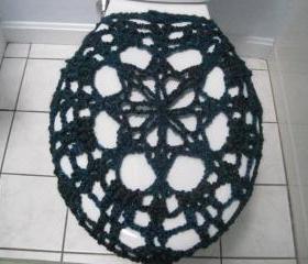 Crochet Toilet Seat Cover, Toilet Seat Cozy - Tweed teal/purple (TSC2)