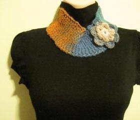 Neck warmer, Headband, Knitted and crocheted - mosaic (NW2/HB1)
