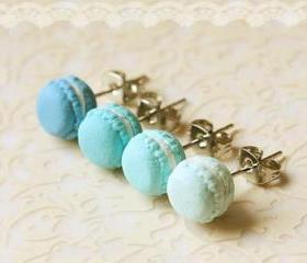 Food Earrings - Macaron Earrings in Lagoon Blue Series