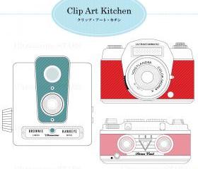 Printable Digital clip art: Vintage Camera set