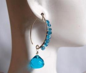 London blue quartz and London blue Topaz earrings