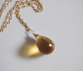 Golden Quartz necklace and gold filled chain