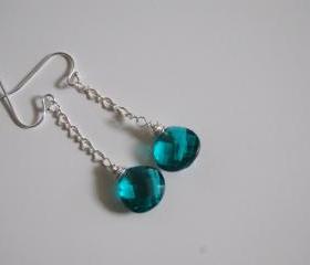 Paraiba Blue Quartz Long drop earrings