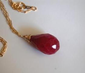 Ruby necklace with gold filled chain