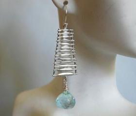 Aquamarine quartz onion briolette earrings