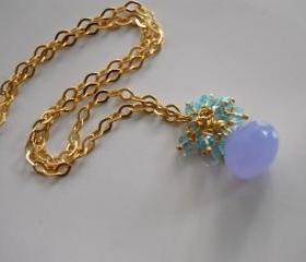 Lavender chalcedony cluster necklace