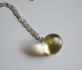 Gorgeous Lemon quartz pendant necklace with Sterling silver chain
