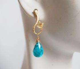 Swiss Blue Quartz dangle Earrings