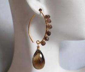 Beautiful bi-color Smoky quartz and vermeil earrings