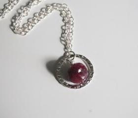 Ruby necklace with sterling silver chain