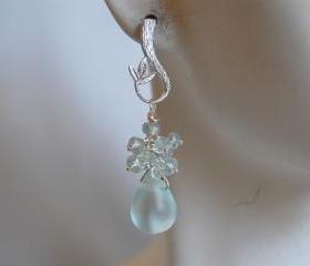 Light blue Apatite and Mist light blue quartz briolette earrings