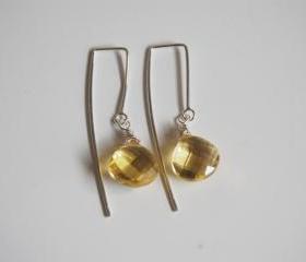 Lemon Quartz long drop earrings